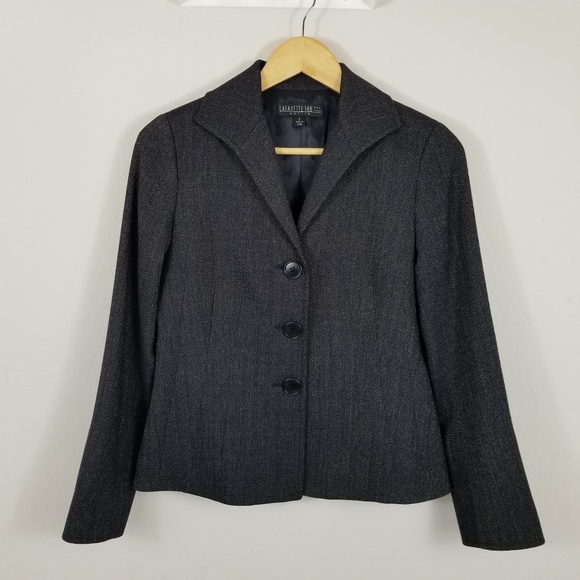 Lafayette 148 Blazer Jacket Herringbone Tweed D3 - Picture 1 of 8